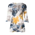 thumbnail image 4 of Fiudx Ofertas Relámpago Camiseta Estampada a La Moda para Mujer, Blusa con Mangas 3/4, Camisetas Informales con Cuello En V, 4 of 5