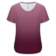 thumbnail image 5 of Womens Summer Shirts Short Sleeve Dolman Tops Fashion Gradient V Neck Blouse Dressy Casual Basic Tees Ruched Tunic Going Out Business Work Clothes T Shirt with Side Shirring, 5 of 6