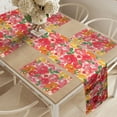 thumbnail image 2 of Ambesonne Flower Table Runner & Placemats, Watercolor Style Floral, Placemat 4 pcs + Runner 14"x72", Red and Orange, 2 of 2