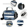 thumbnail image 4 of Navy Blue Stripes Palm Tree Leaves Insulated Lunch Bag Portable Cooler Bag Mommy Bag Large Capacity 6L, 4 of 9