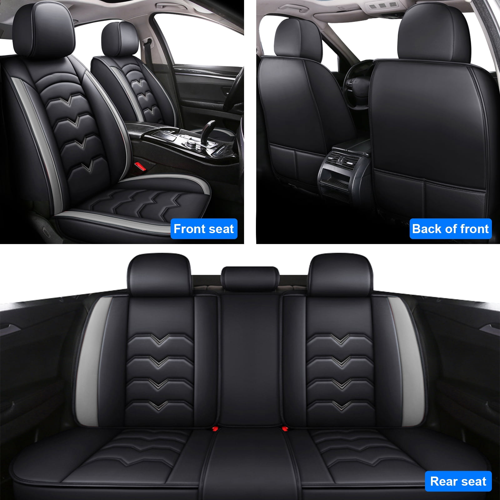 Car Seat Cover for Subaru Crosstrek Forester Outback Legacy Impreza WRX 2000-2026, Waterproof PU Leather Seat Cushion Protector Full Set Black Gray