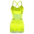 thumbnail image 2 of YiZYiF Womens Shiny Jazz Latin Dance Leotard Tassel Bodysuit Stage Shows Dancing Party Dress Fluorescent Yellow M, 2 of 6