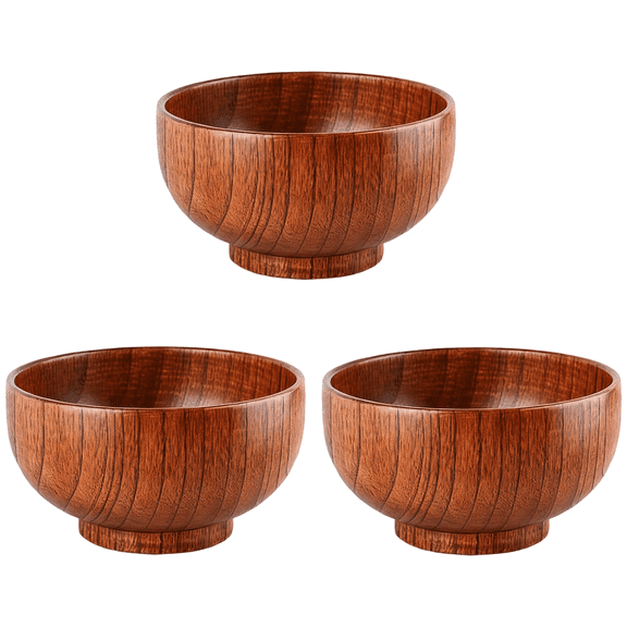 3 Pcs Wooden Bowls Set, 5.9 in（15 cm）Japanese Style Wooden Soup Bowls, Excellent Jujube Wood Bowl for Food, Lightweight Salad Bowl for Home, Kitchen, Restaurant