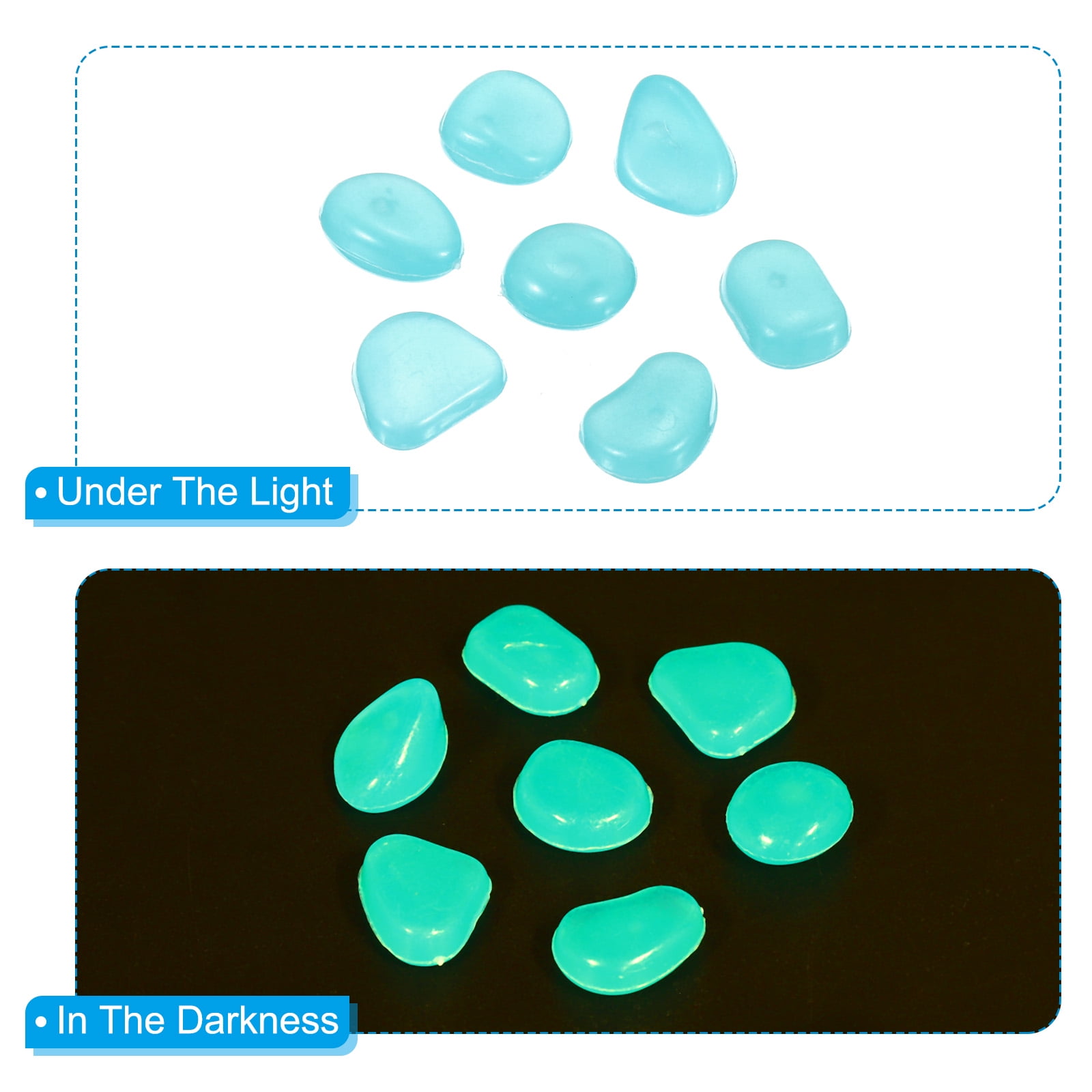 Unique Bargains 300Pack Glow Rocks 8-11mm Glow Pebbles Luminous Stones Decor Blue