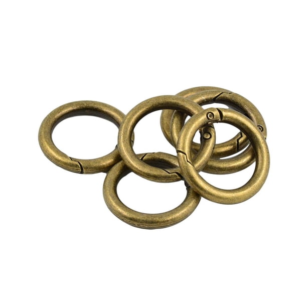 6 Piezas 28 mm Mini redondo mosquetón resorte clip gancho llavero Hugo Bronce