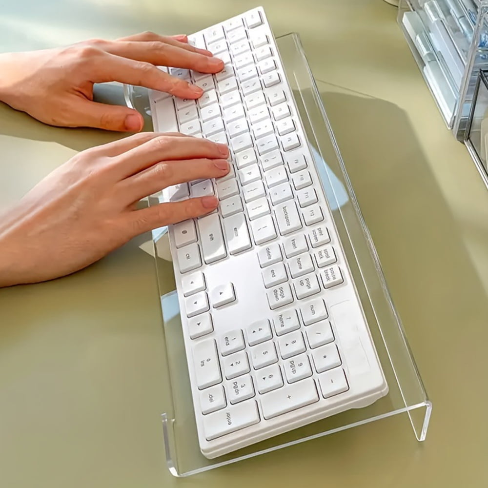 Ksruee Keyboard Stand Ergonomic Tilted Clear Riser PC Keyboard Stand Riser for Typing for Home Study Room Reception School Cubicle Work Gamers Students Programmers