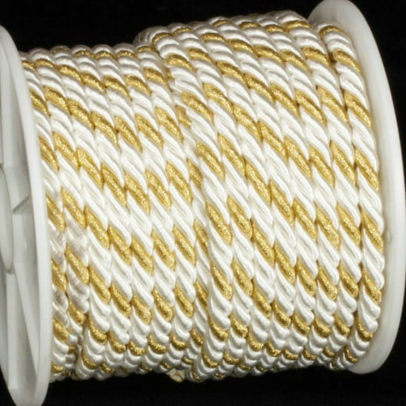 The Ribbon People Cream and Gold Braided Cording Braided Cording Wired Craft Ribbon 0.25" x 27 Yards