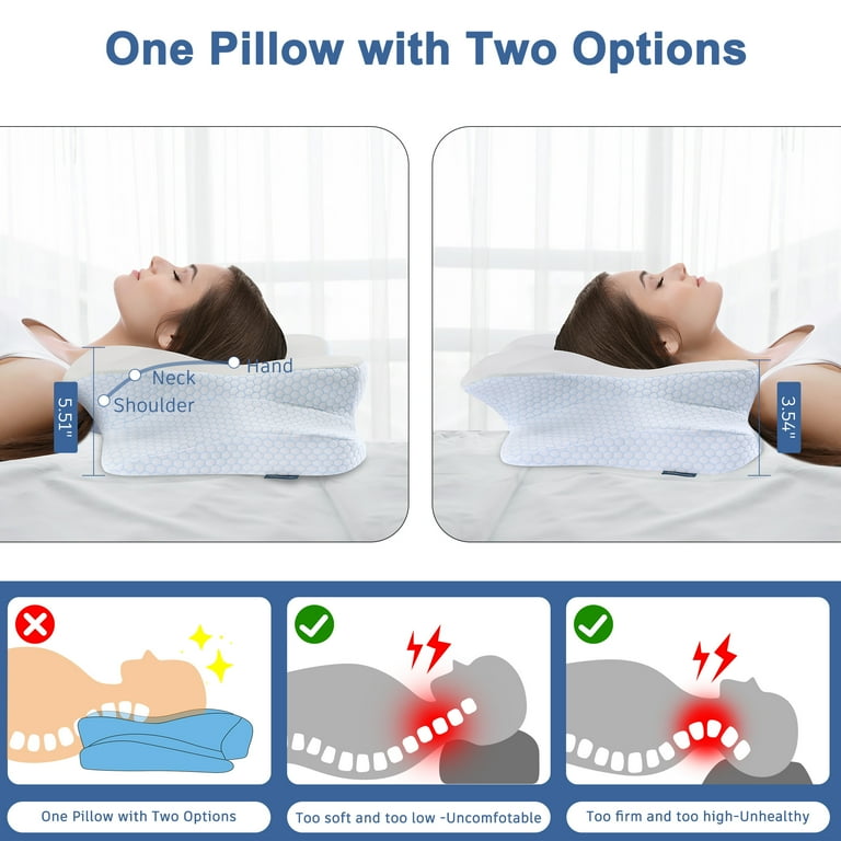  MDSWZAI Memory Foam Cervical Spine Pillow for Neck Pain Relief,  Neck and Cervical Pillow for Bed Improved Sleep,58 * 34 * 10CM : Home &  Kitchen