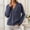 Blue, variant on Women's V-sleeve Solid Color Long Sleeved Breasted Casual Fashion Sweater Cardigan