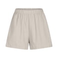thumbnail image 4 of Cotton Linen Elastic Waist Summer Gym Running Workout Shorts Pockets for Women, 4 of 6