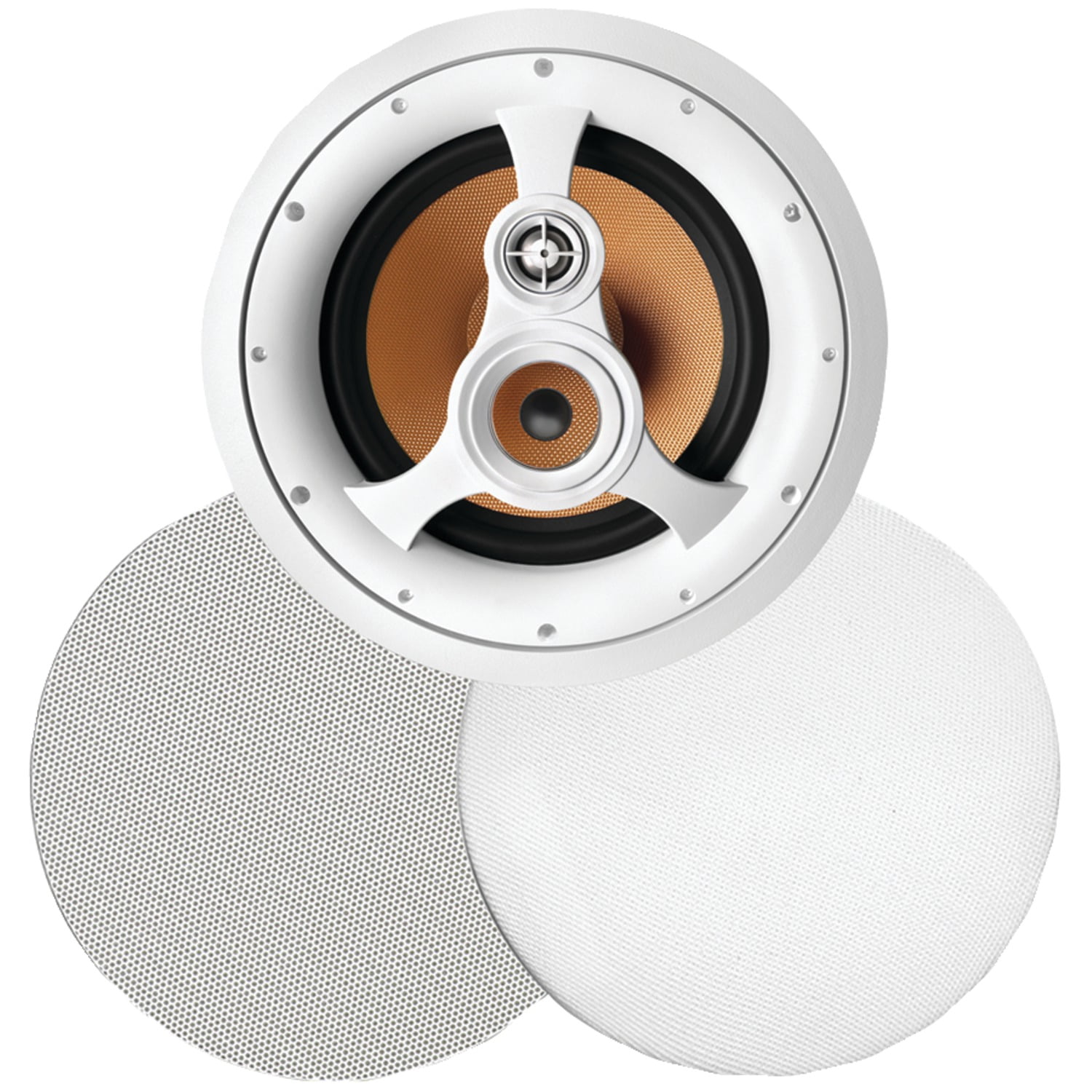 Bic America 250-watt 3-way 10" In-ceiling Speaker With Pivoting Tweeter & Midrange Plus Metal & Cloth Grilles