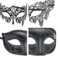 thumbnail image 3 of 2pcs parejas máscaras de disfraces conjunto negro media cara máscaras para fiesta de baile, 3 of 5