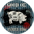 thumbnail image 2 of LightBoxJournal 15x15 Gold Ornate Wood Framed with Double Matting Museum Art Print Titled - Good Ol Family BBQ Round Pig, 2 of 4