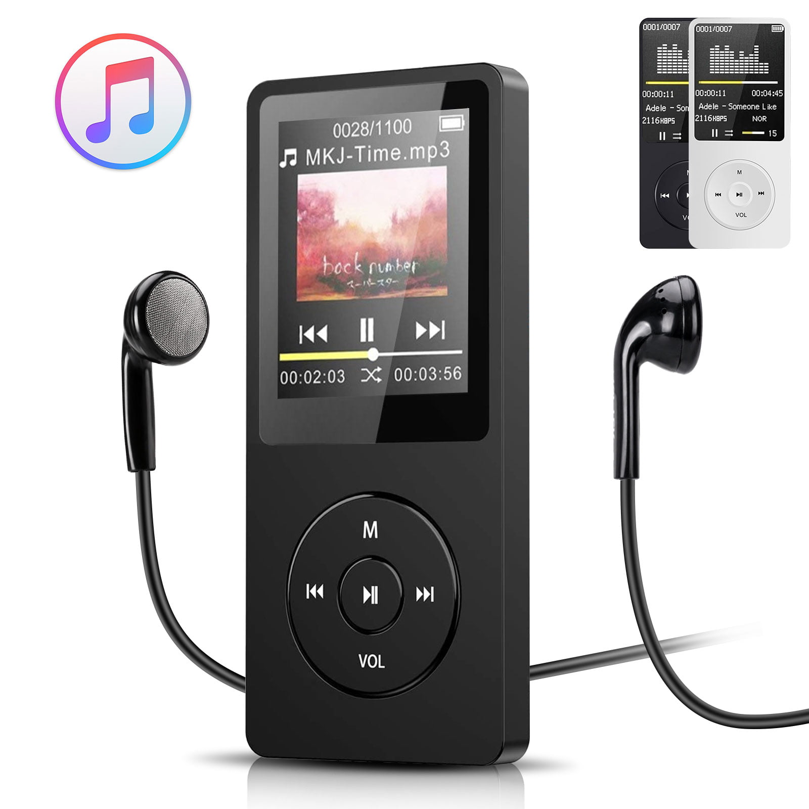 TSV Portable MP3 MP4 Player with FM Radio & Earphone - 16GB MP3 Mini