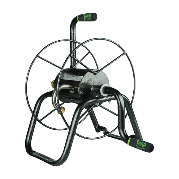 Yard Butler Hose Reel Handy Reel - Portable Hose Hanger - Garden Hose Storage, Water Hose Holder - Water Hose Reel, Metal Hose Reel, Garden Hose Stand - Heavy Duty Steel Hose Reel Cart - Silver