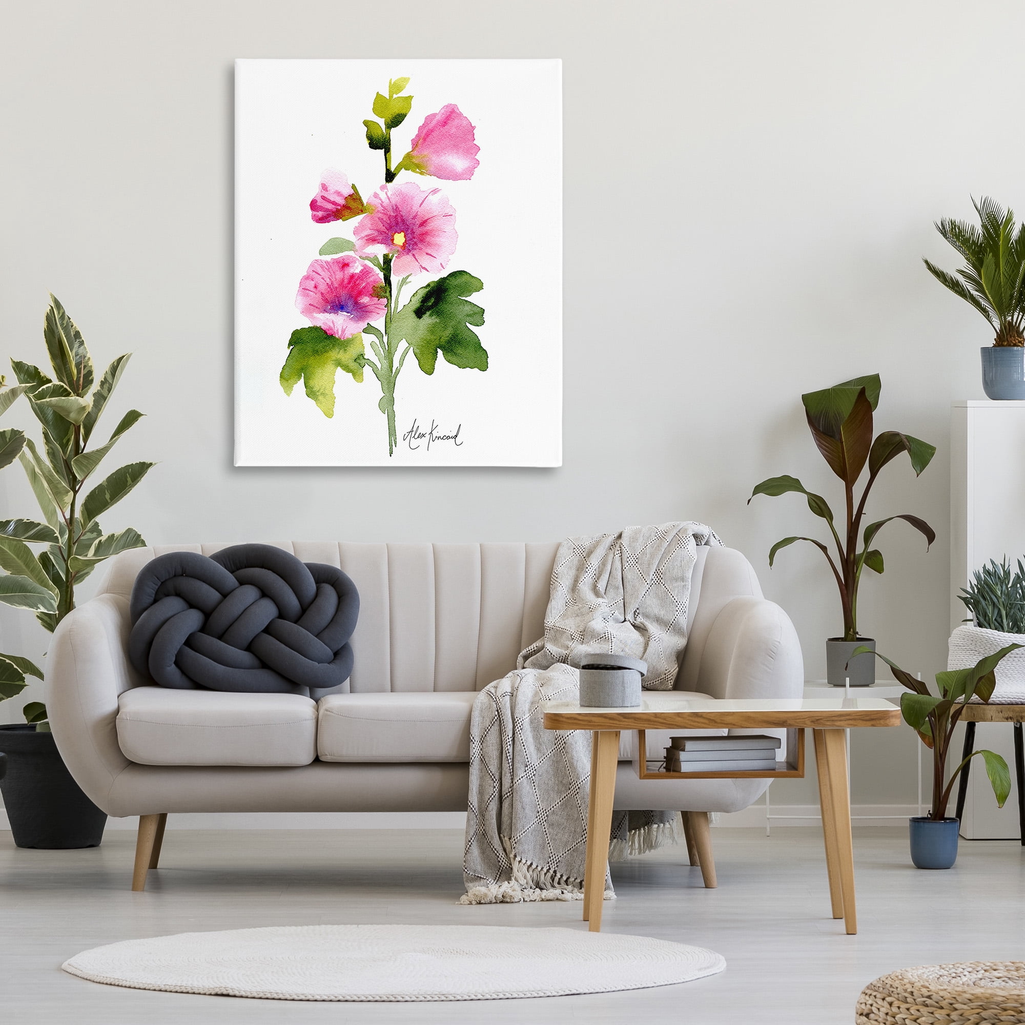 Stupell Industries Pink Watercolor Blossoms Botanical & Floral Painting Gallery Wrapped Canvas Art Print Wall Art, 36 x 48
