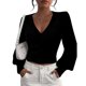 thumbnail image 1 of Women's Casual V Neck Wrap Sweater Pullover Long Sleeve Slim Fit Knit Crop Top Sweater brown XL, 1 of 4