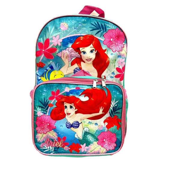Disney Ariel the Little Mermaid 16" Backpack with Detachable Lunch Box