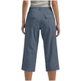 thumbnail image 7 of ZQUUVOU Women's Capri Pants Elastic Waist Straight Leg Casual Stretchy Dress Business Lounge Cropped Work Pants with Pockets Blue, 7 of 7