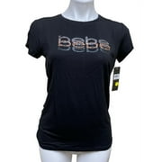 Bebe BLACK Women's Rhinestone Logo Short Sleeve Tee, US Large