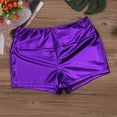 thumbnail image 5 of TiaoBug Women's Shiny Liquid Metallic Booty Shorts Yoga Gymnastics Workout Dance Bottoms Hot Pants Purple Medium, 5 of 7