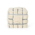 thumbnail image 5 of GDF Studio Praro Boho Handmade Fabric Cube Pouf, Blue and White, 5 of 5