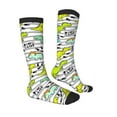 thumbnail image 4 of Lsque Funny Dinosaurs on Stripes Printed Crew Socks Men's Women's LightWeight Thin Casual Calf Socks ,Knee High Socks,Cotton Socks, 4 of 9