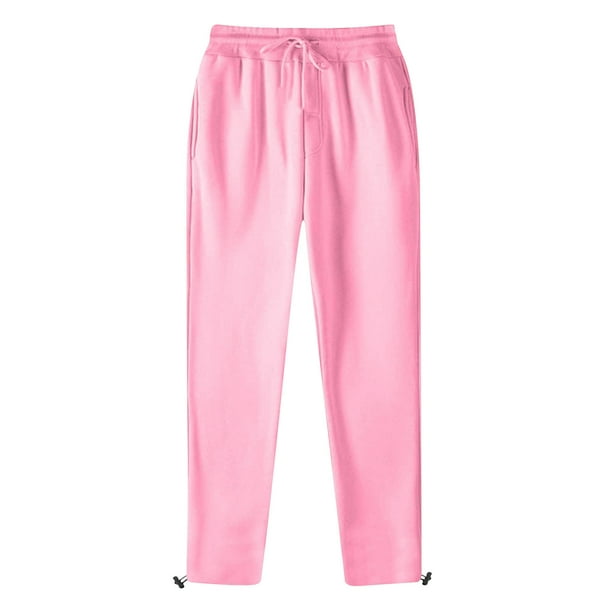Pantalones deportivos de longitud completa para hombre, de ocio, con bolsillo, color liso, cintura elástica, cordón ajustable, pierna recta, dobladillo retráctil, pantalones largos para hombre.