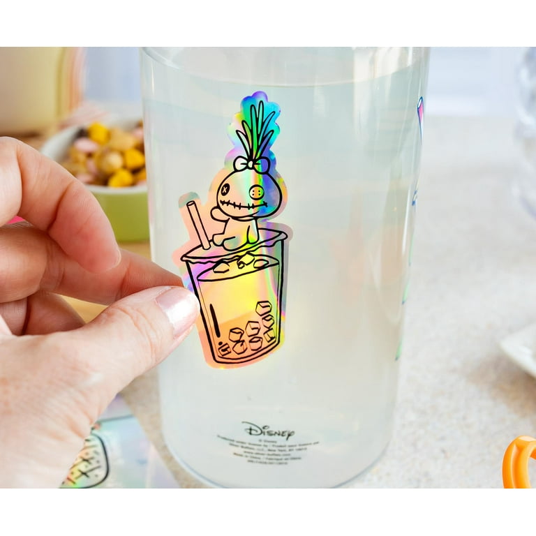 Silver Buffalo Disney Lilo & Stitch Bubble Tea Plastic Water Bottle and  Decal Sticker Set