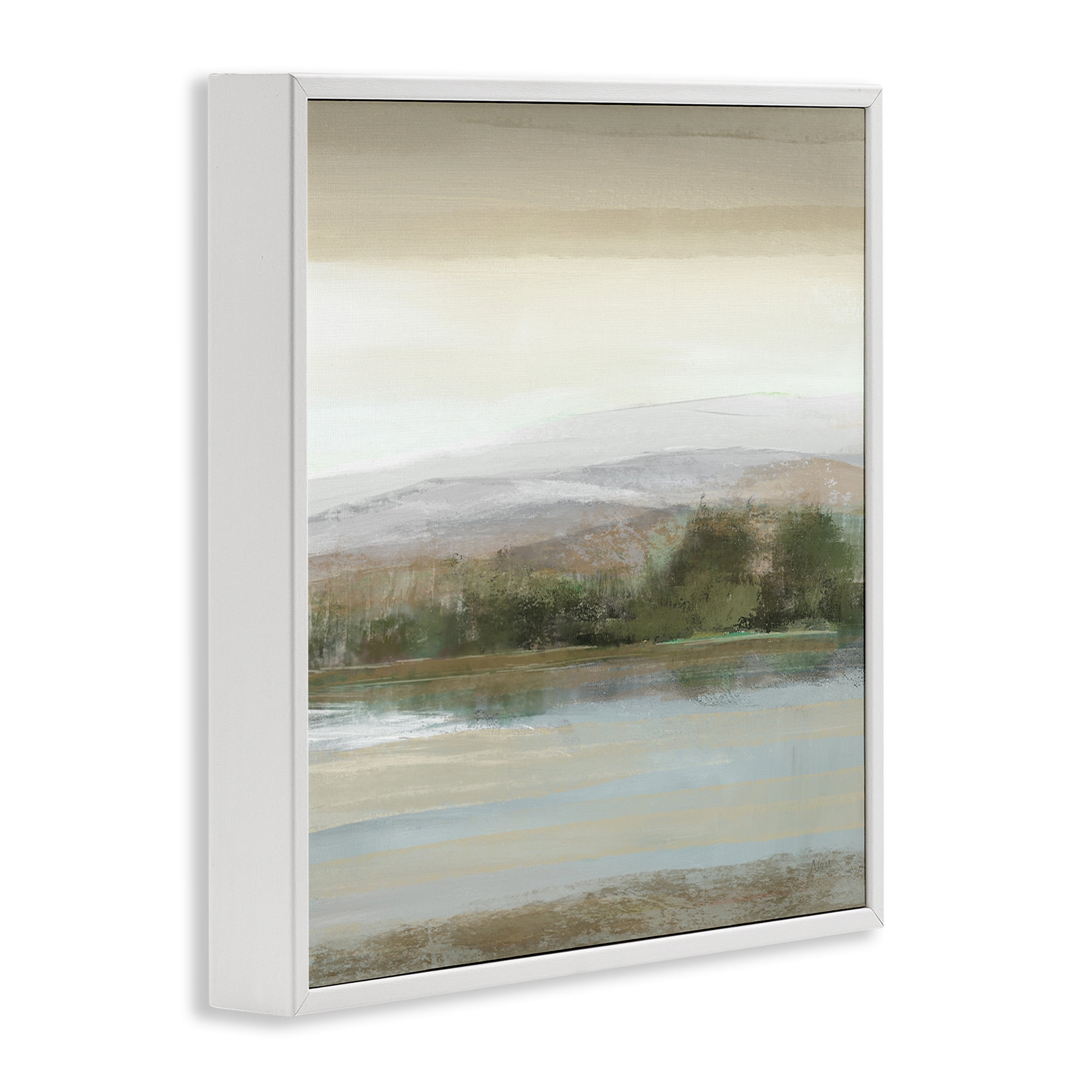 Stupell Industries Lake View Atmosphere Landscape Painting White Framed Art Print Wall Art, 24 x 24