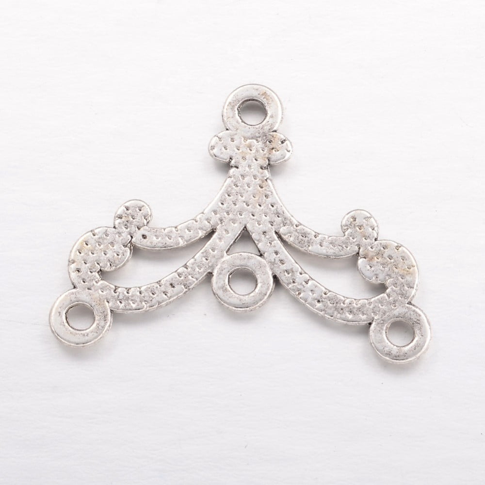 500pcs Alloy Chandelier Components Lead Free and Cadmium Free Antique Silver color 27x21x1.5mm Hole: 2mm