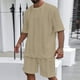 thumbnail image 2 of Men's Summer Knitted Solid Color Casual Short Sleeve T-Shirt Shorts Set S, 2 of 5