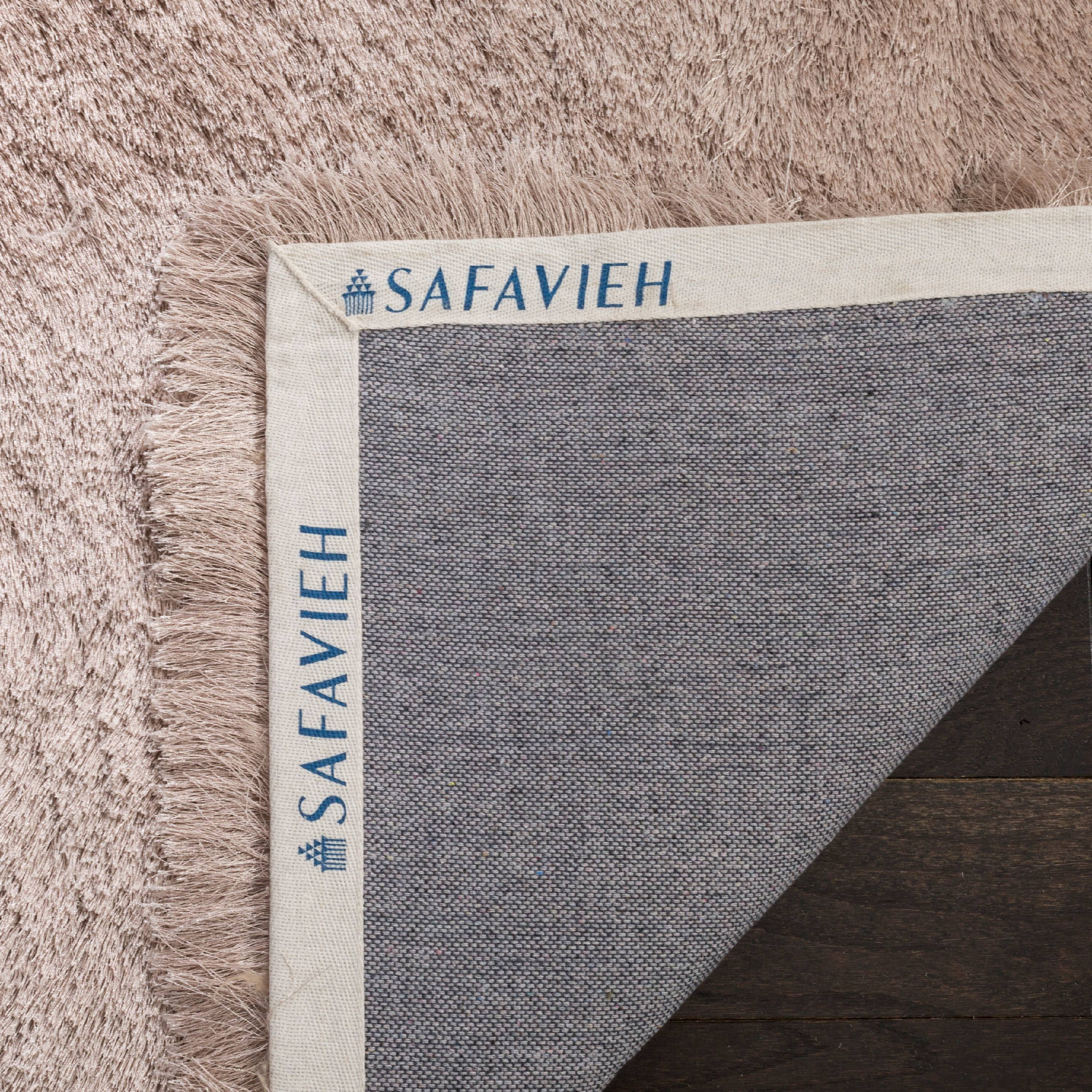 SAFAVIEH Paris Darwin Plush Polyester Shag Area Rug, Beige, 5' x 5' Round