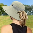 thumbnail image 4 of Ticikt Women's Summer Outdoor Breathable Sun Mountaineering Horsetail Hole Visor Fisherman's Hat,Color:Beige, 4 of 5
