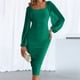 thumbnail image 2 of Vestido largo con encaje para mujer: cuello cuadrado, dobladillo con abertura, tejido de nailon, para dama de honor/casual, tallas S-XL, 2 of 8