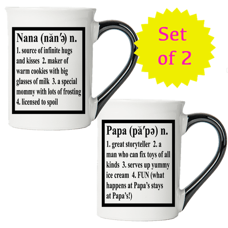 

Cottage Creek Nana Papa Mugs Multicolored Ceramic 6 Set of Two Grandparent Mugs