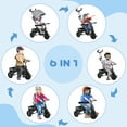 thumbnail image 4 of Qaba 6 in 1 Toddler Tricycle Stroller with Basket, Canopy, Grey, 4 of 9