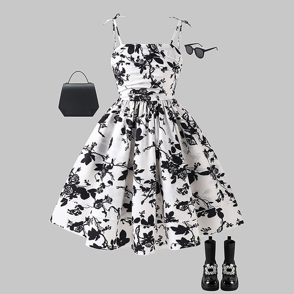Girls Easter Dress Bowknot Design Dress Ruffle Short Sleeve Long Summer Dress for Girls Summer Outfits Beach Sundress (Black,8-9 Years)