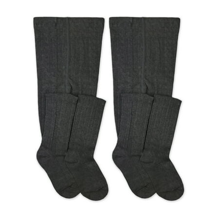 

Jefferies Socks Girls Tights 2 Pack Cable Knit Stockings Sizes S-L