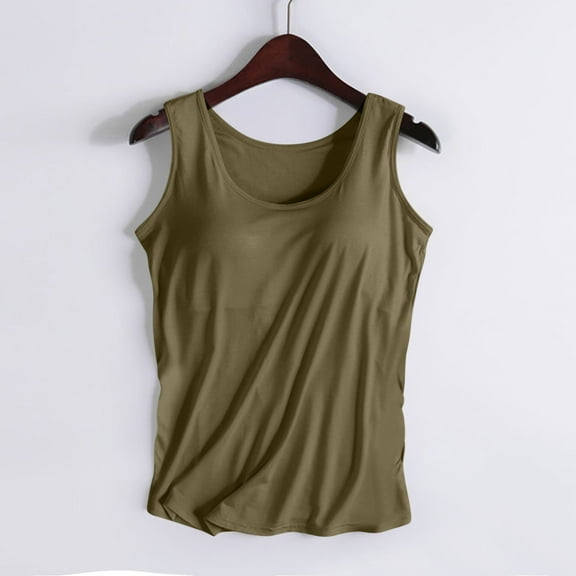 Delliss Womens Yoga Workout Tank Tops with Built in Shelf Bras Summer Loose Fit Racerback Tank Top