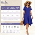 thumbnail image 4 of MecTo Summer Dresses for Women Soft V-neck Short Sleeve T shirts Asymmetrical Hem Casual Dress with Pockets, 4 of 8