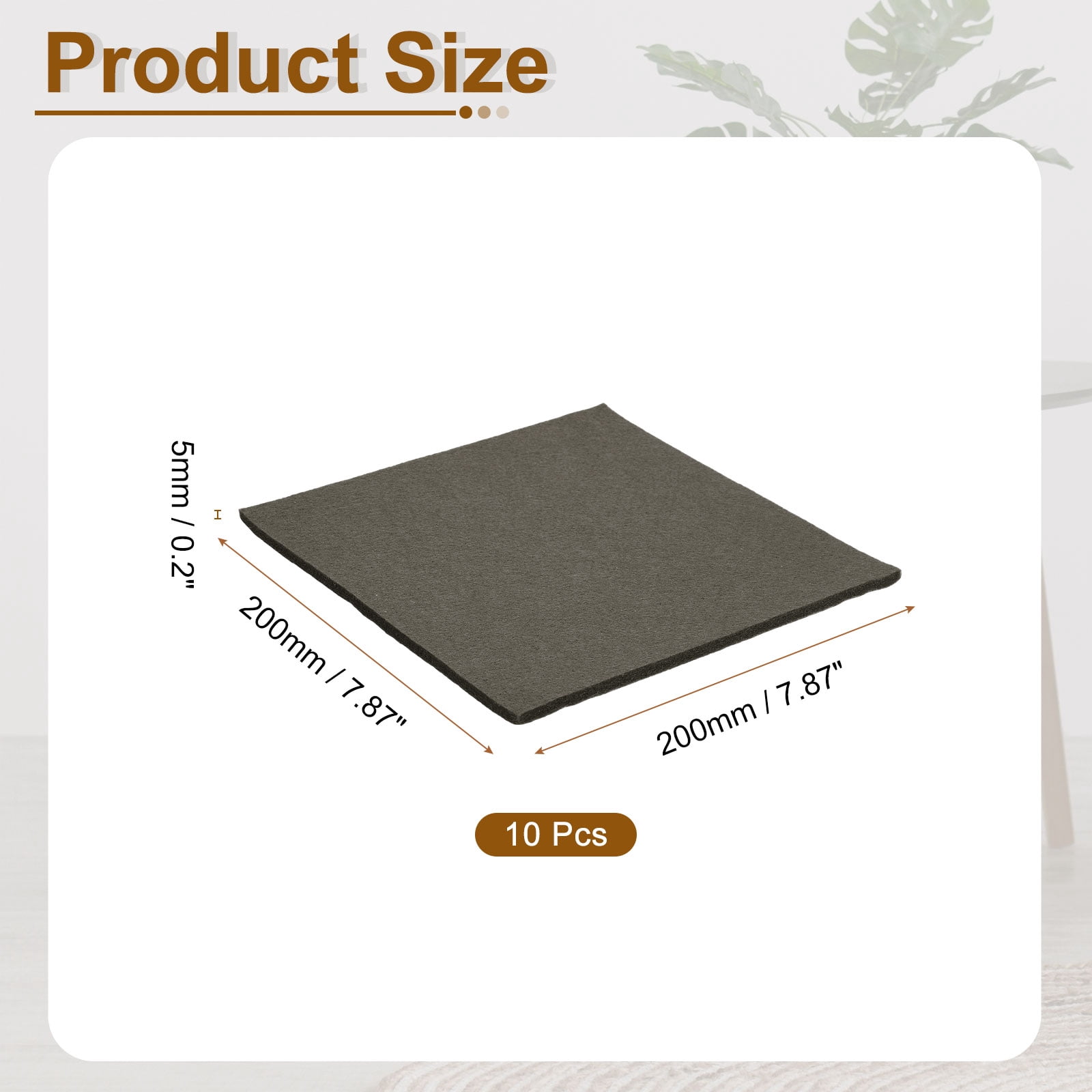 Felt Furniture Pads, 10Pack 7.87" x 7.87" Adhesive Backed Felt Non-slip Anti-scratch Chair Leg Protectors for Protecting Hardwood Floor, Brown