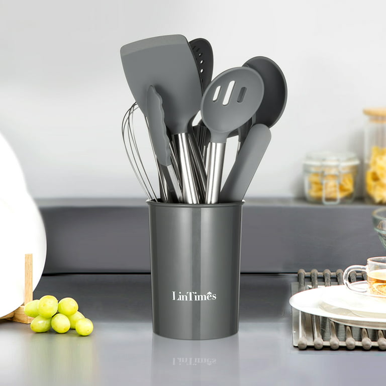 Silicone Cooking Utensils Set, PASUTEWEL 15 Piece Silicone Cooking Kitchen  Utensils Set, Nonstick - Best Kitchen Cookware with Stainless Steel  Handles(Grey) 
