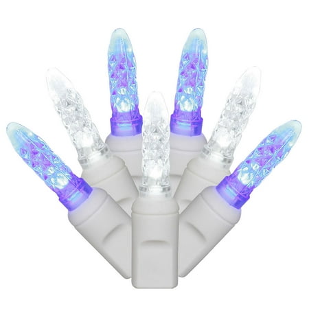 - 70 Blue-Pure White LED Lights / White Wire 9Ft. Icicle Christmas Light Set