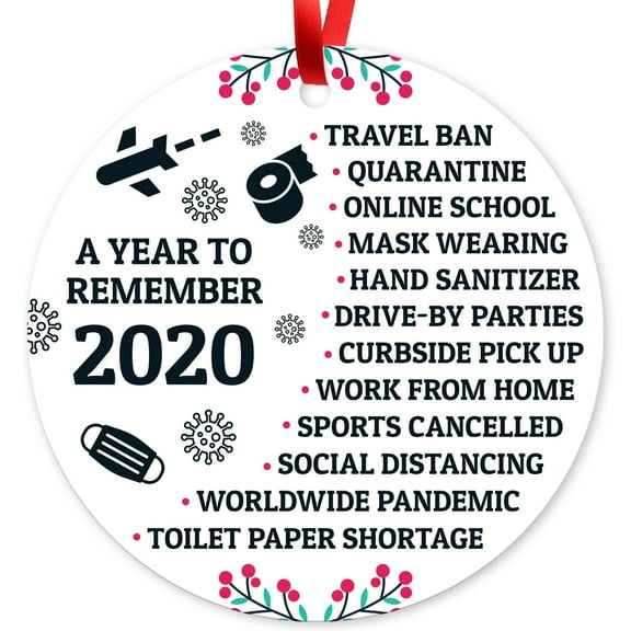 2020 Christmas Ornaments, Quarantine Christmas Decorations, Toilet Paper Crisis, Large 3.75" Round Metal Ornament, Velvet Pouch Included,