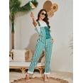 thumbnail image 5 of Overalls for Women Fashion Print Jumpsuits Festival Outfits Ladies Bibs Coveralls(Green and White Striped,S), 5 of 8