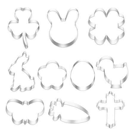 

✪ 10 Pcs Stainless Steel Biscuit Cutter for Easter Party Baking Eco-friendly