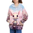 thumbnail image 3 of Xoenoiee Axolotl Cherry Blossom Pattern Girls Hoodies Pullover Hoodies Long Sleeve Sweatshirt Hooded Sweater for Kids Cosy Playwear with Kangaroo Pocket Activewear, S, 3 of 7