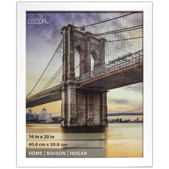 Studio Decor 16" x 20" Home Flat White Picture Frame - Includes Pre-attached Hanging Hardware, Horizontal or Vertical Display - 1 Pack