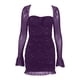 thumbnail image 5 of Vestido sexy transparente con cuello cuadrado y lentejuelas en forma de anillo para mujer - Minivestido de encaje con espalda abierta, perfecto para fiestas y salidas nocturnas, 5 of 8